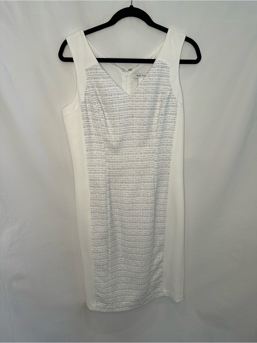 White House Black Market White Textured Panel V-Neck Sheath Dress